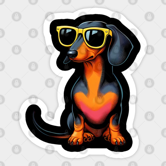 Funny Dachshund with Sunglasses Sticker by CreativeSparkzz